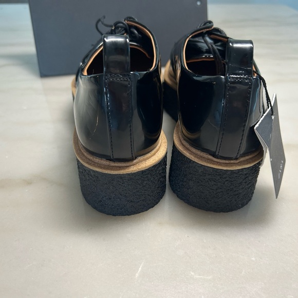 Zara Trafaluc Creeper Platform Oxford Shoe Women size 6 1/2 Black Patent Lace Up - Picture 6 of 11